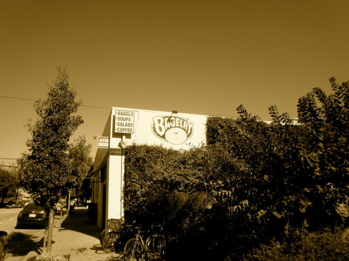 pa300004 Santa Cruz Bagelry: the one stop shop for delicious bagels, fantastic coffee, and artsy babes. This quickly became our go-to spot in the mornings, for obvious reasons.