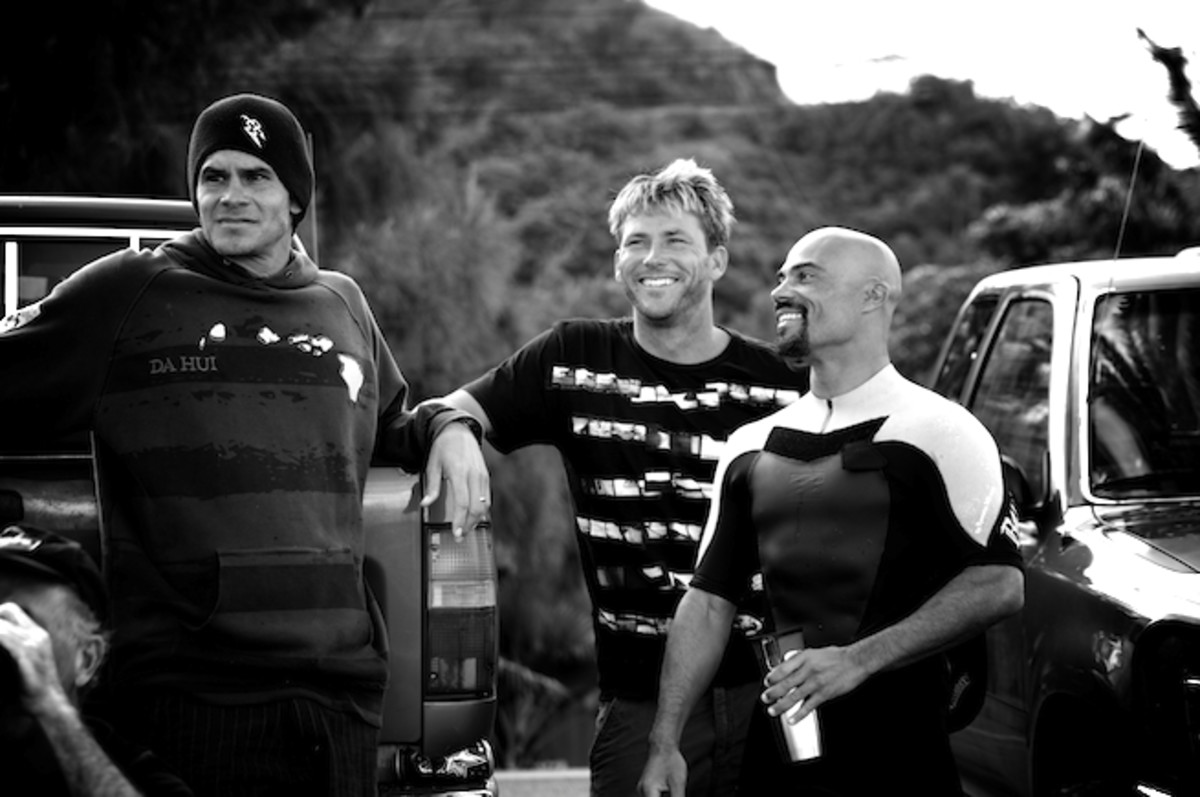Myles Padaca, Rainos Hayes, Pancho Sullivan Myles Padaca, Pancho Sullivan, and Rainos Hayes. The best board caddies in the business. Not bad surfers either.