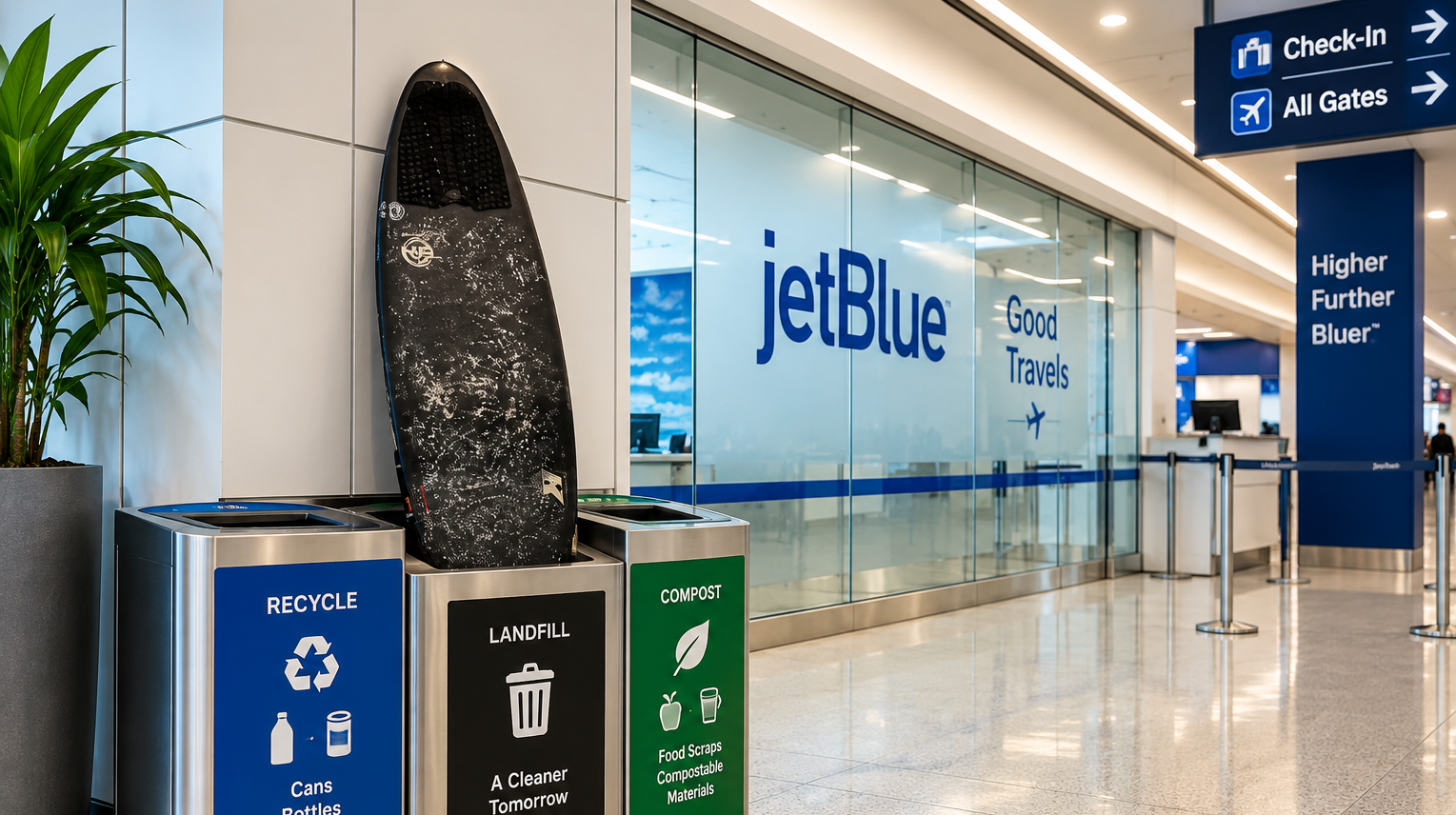 JetBlue Forces Surfer Throw His Board in an Airport Trash Can