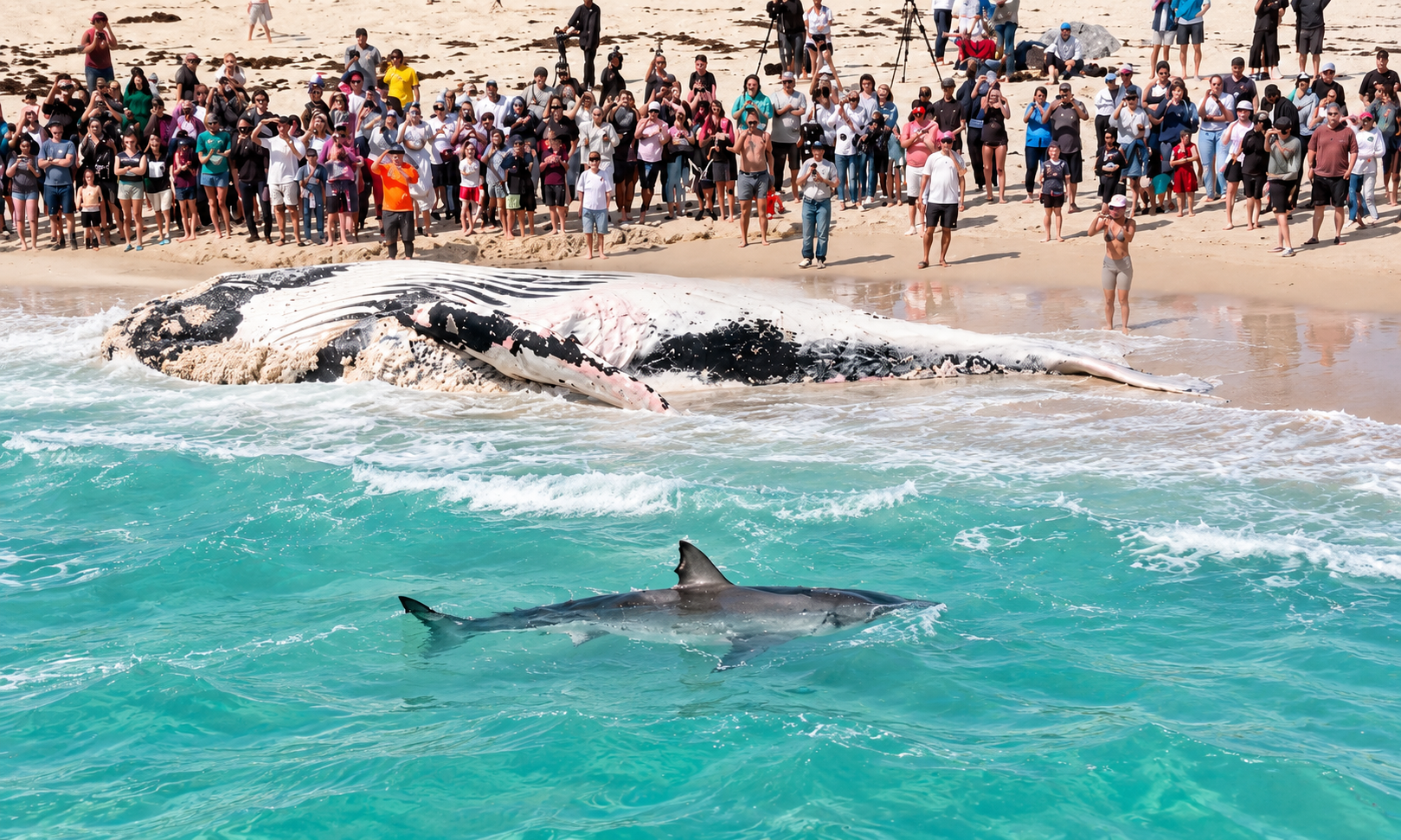 16-Foot Great White Triggers Feeding Frenzy Just Yards From Perth Beach Crowd (Video)