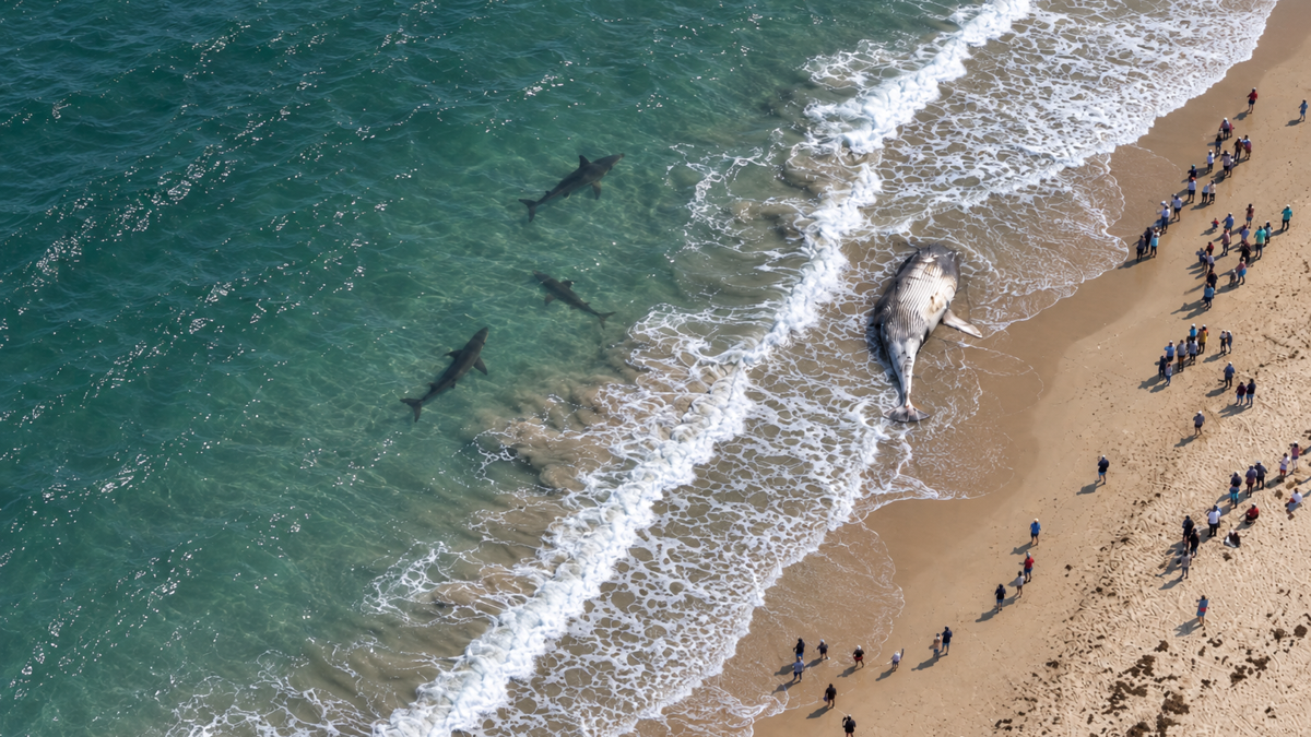 16-Foot Great White Swarms Rotting Whale Just Feet from a Packed Australian Beach (Video)