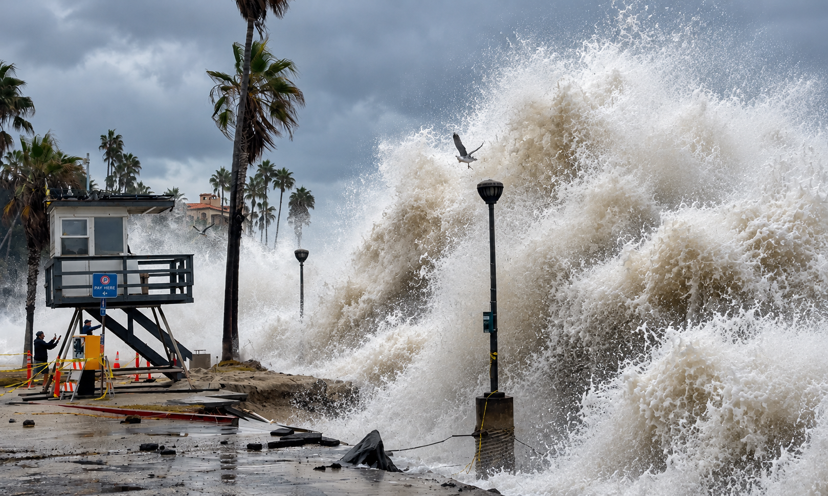 Watch 20-Foot Hurricane Rachel Waves Demolish Laguna Beach - Surfer