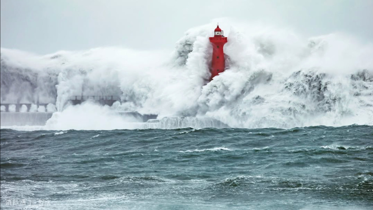 Wave Pool Mag 75-Foot Lighthouse Disappears Behind Giant Typhoon Wave (Video) - Surfer
