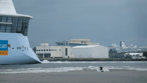 WATCH: Surfing Mini Tsunami Waves from Massive Cruise Ship in Florida
