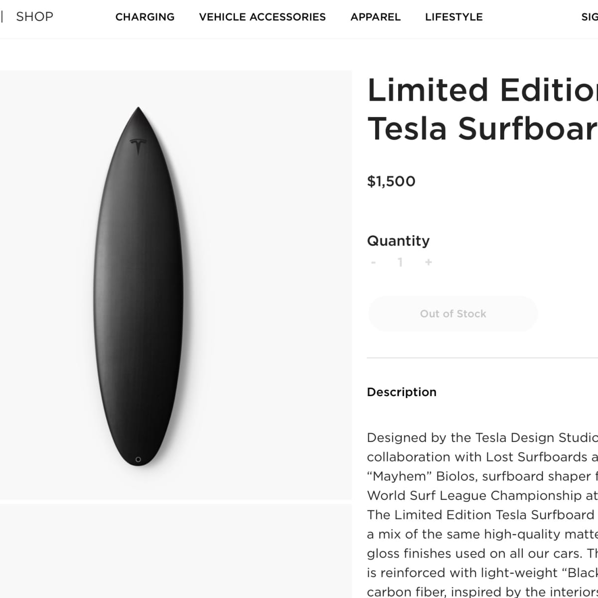 Tesla surfboard new arrivals
