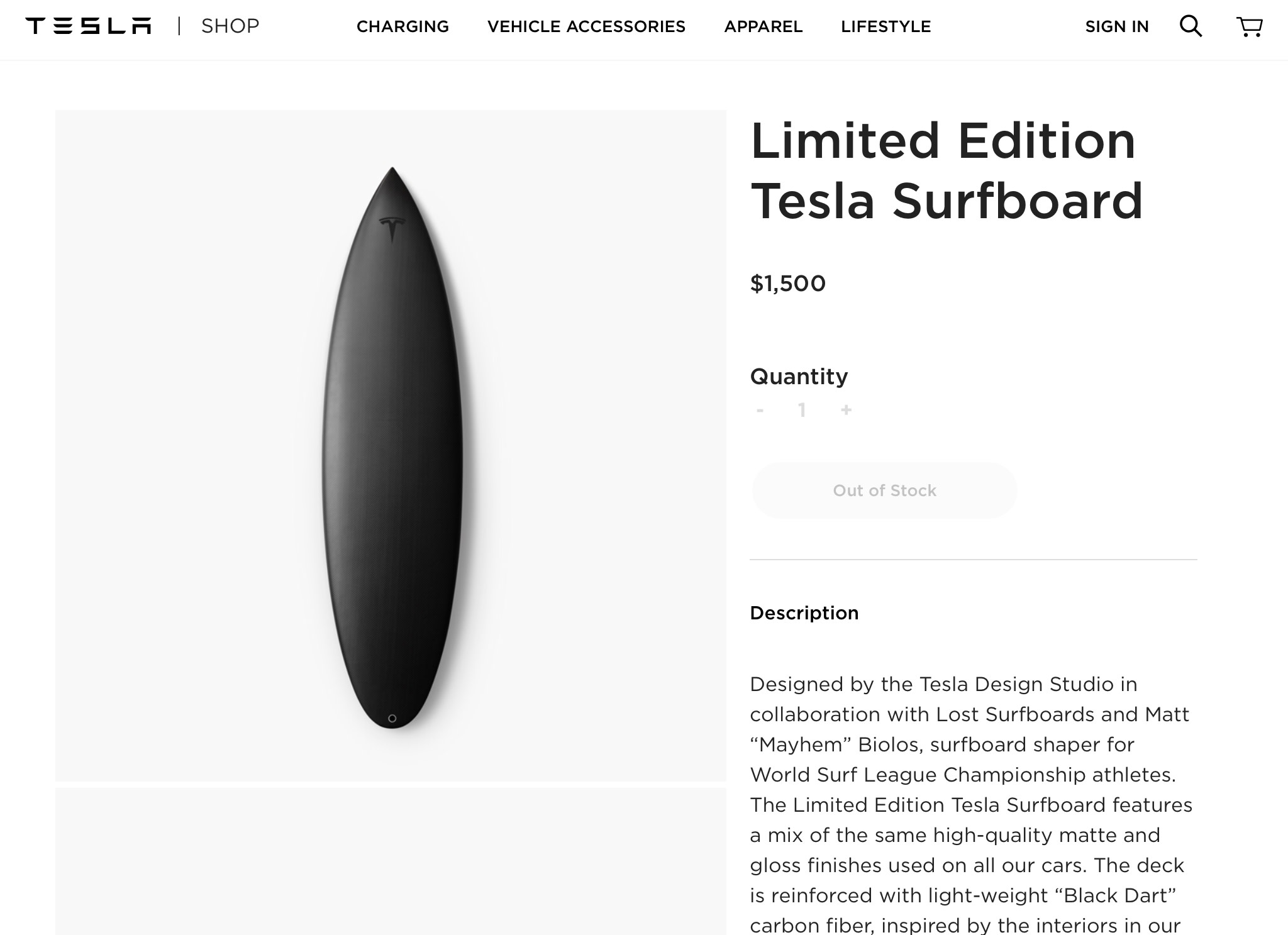 Surfboard tesla cheap