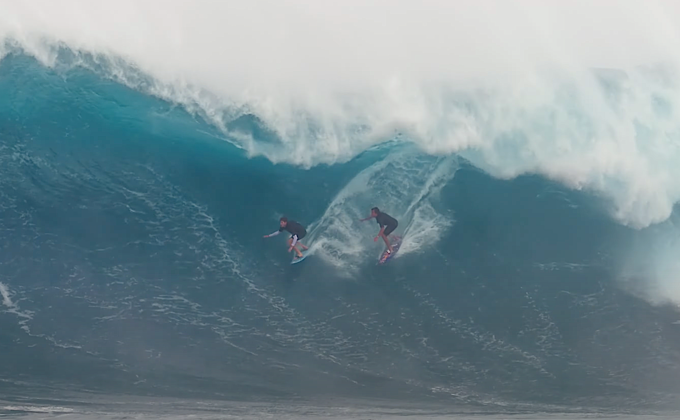 Kai Lenny, Nathan Florence Surf First-Ever Tandem Tube at Jaws