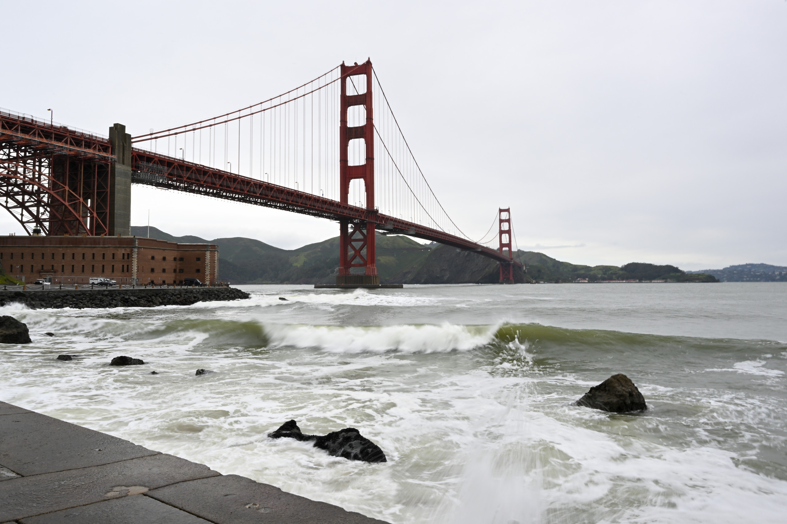 Golden Gate Bridge Surf Kicks Of Northern California Winter