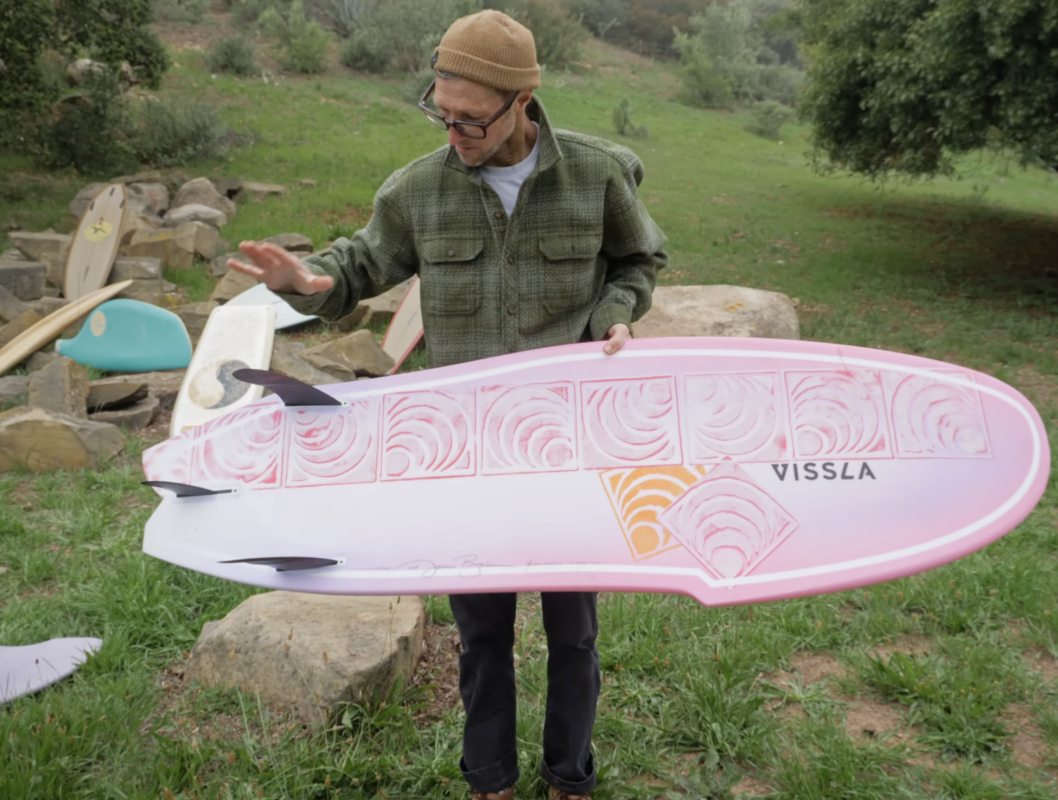 An asymmetrical surfboard shaped by Donald Brink.