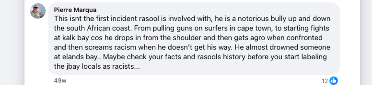 Photo of Hendricks choking another surfer