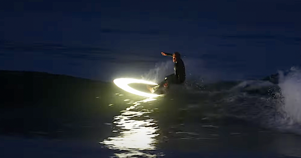 Night Surfing Lower Trestles on Illuminated Surfboard 