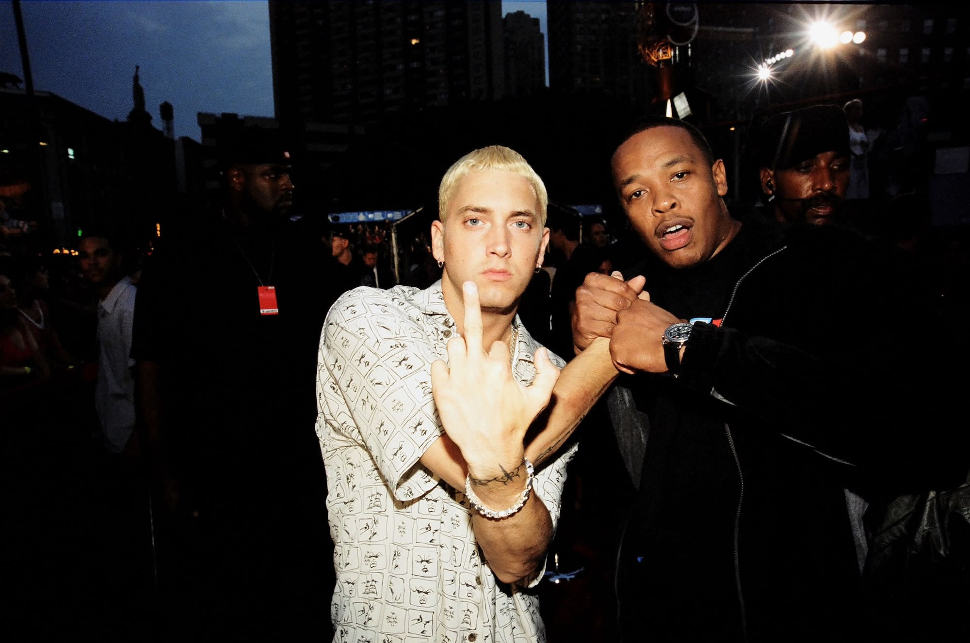 Eminem (aka Slim Shady) and Dr. Dre, seen here at the 1999 MTV Music Awards.